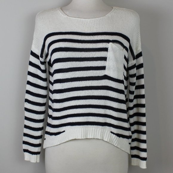 H&M White and Navy Striped Sweater size XS - Picture 1 of 8
